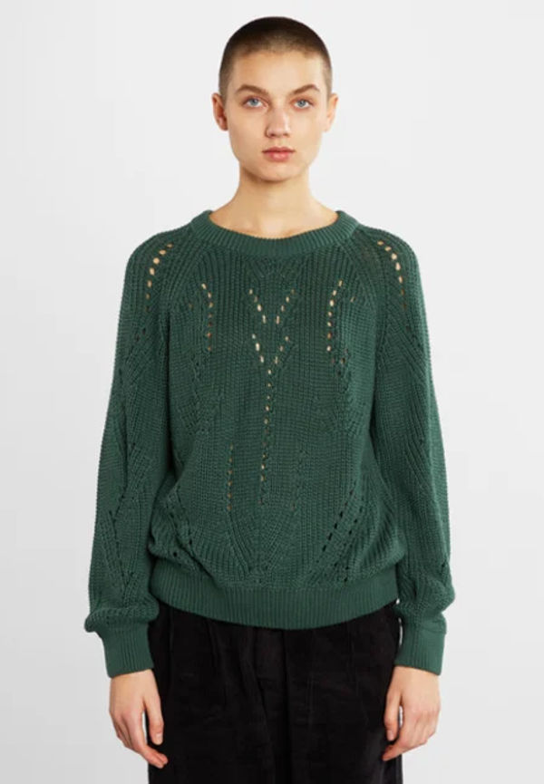 Sweater Ockelbo Pointelle Knit Trekking Green