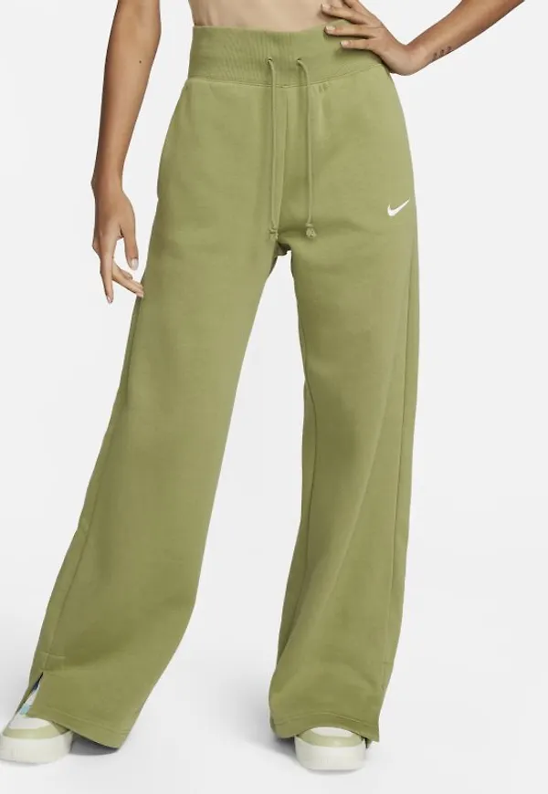 Sweatpants med vida ben och hög midja Nike Sportswear Phoenix Fleece för kvinnor - Grön