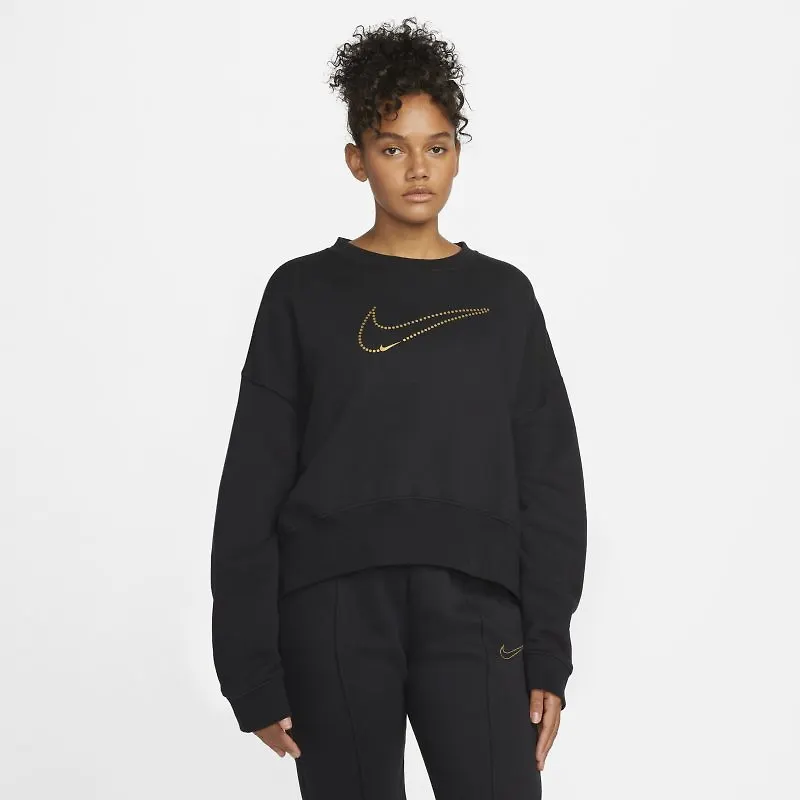 Sweatshirt i fleece Nike Sportswear med metallic för kvinnor - Svart