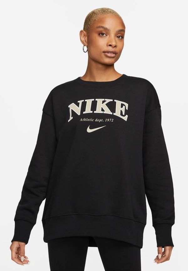 Sweatshirt i oversized-passform med rund hals Nike Sportswear Phoenix Fleece för kvinnor - Svart