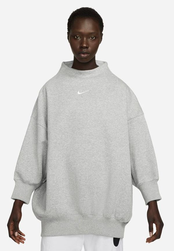 Sweatshirt med ståkrage i extra oversize-modell med trekvartsärm Nike Sportswear Phoenix för kvinnor - Grå