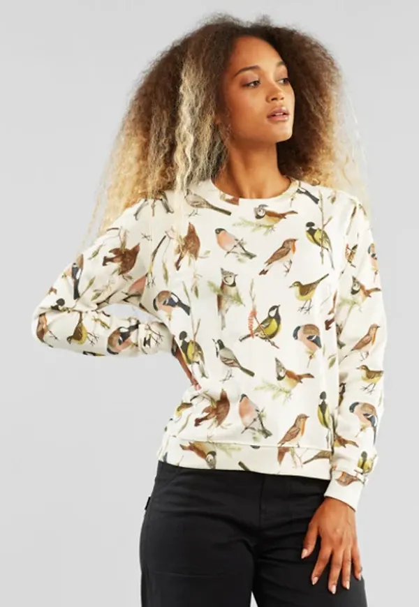 Sweatshirt Ystad Autumn Birds Off White