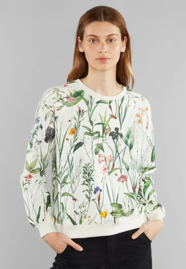 Sweatshirt Ystad Raglan Flower Field Off-white