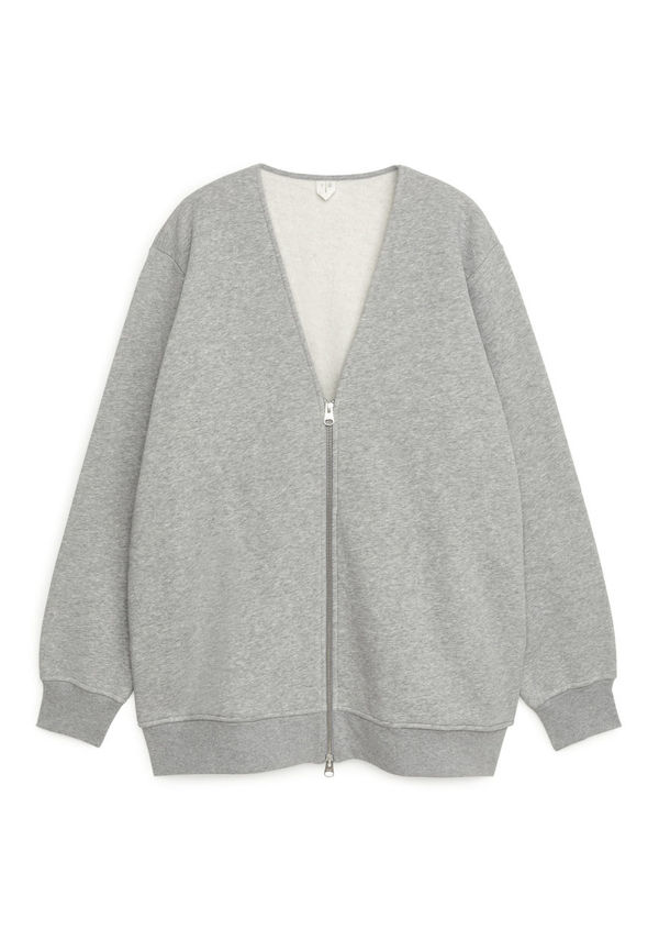 Sweatshirt Zip Cardigan - Grey