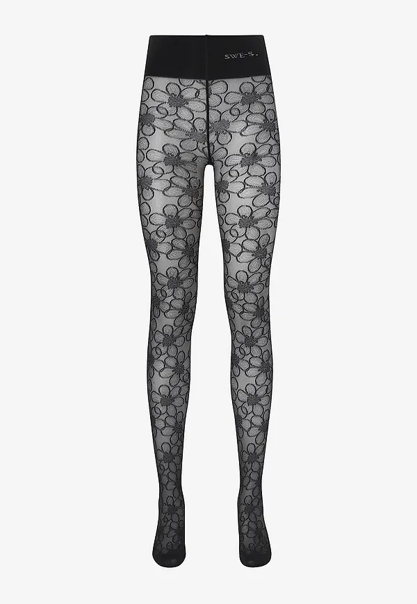 Swedish Stockings - Strumpbyxa Maja Flower Tights - Svart
