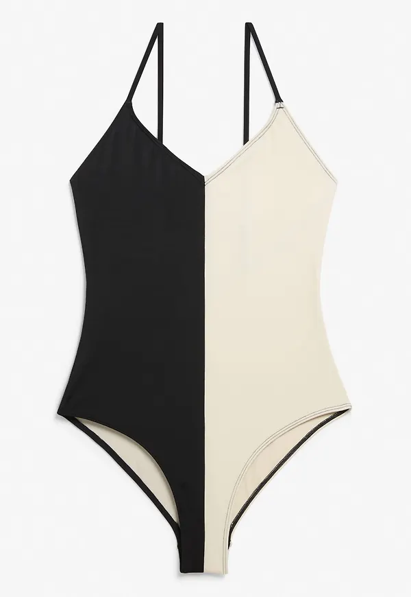 Swimsuit with slim straps - Beige
