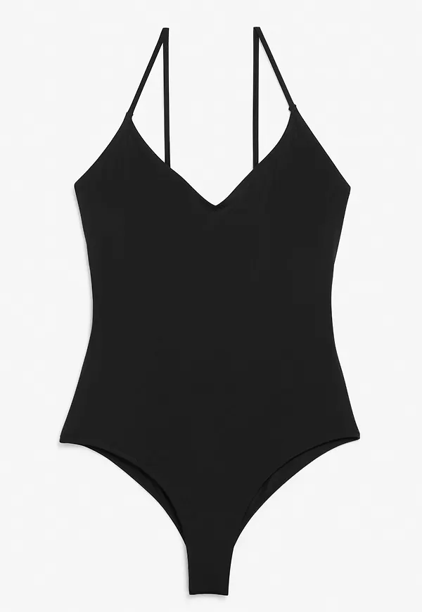 Swimsuit with slim straps - Black