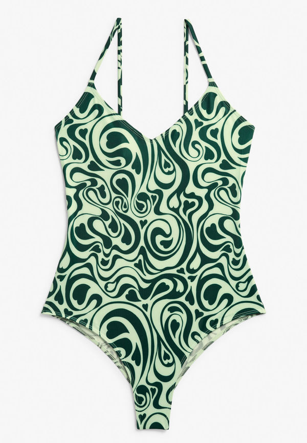 Swimsuit with slim straps - Green