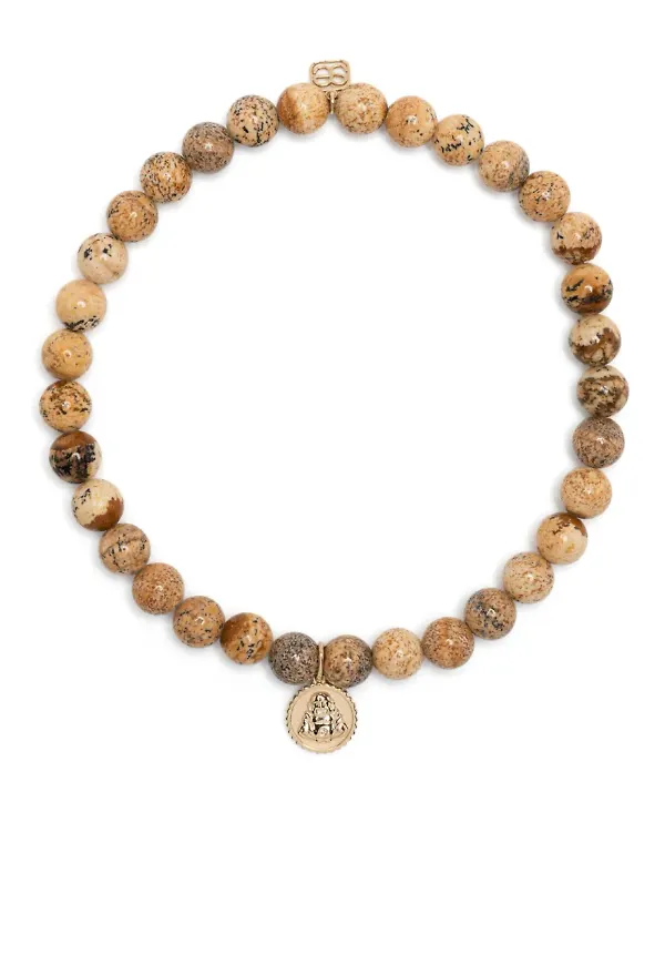 Sydney Evan Buddah armband i 14K gult guld - Brun
