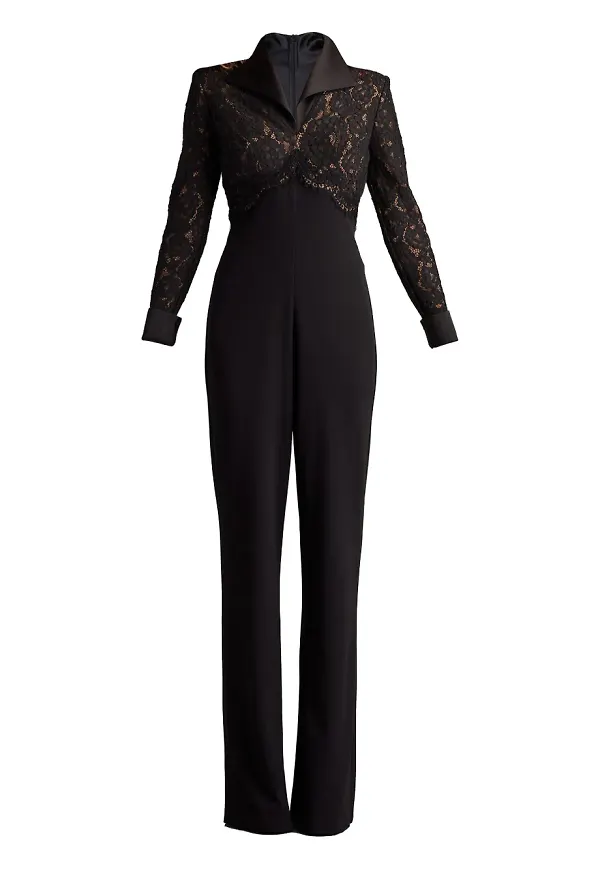 Tadashi Shoji jumpsuit med spetspanel - Svart