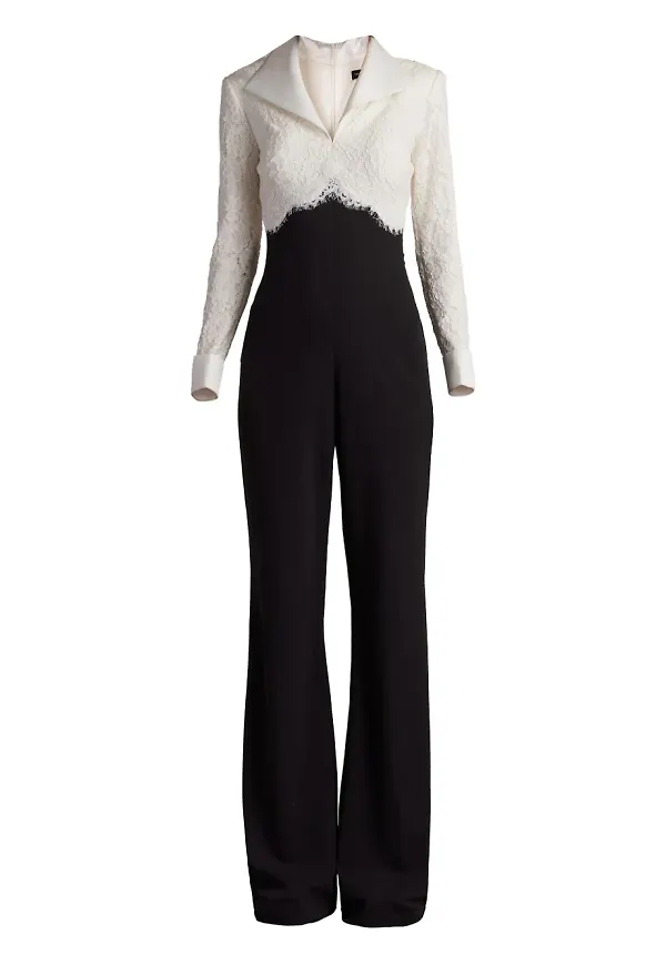 Tadashi Shoji jumpsuit med spetspanel - Vit