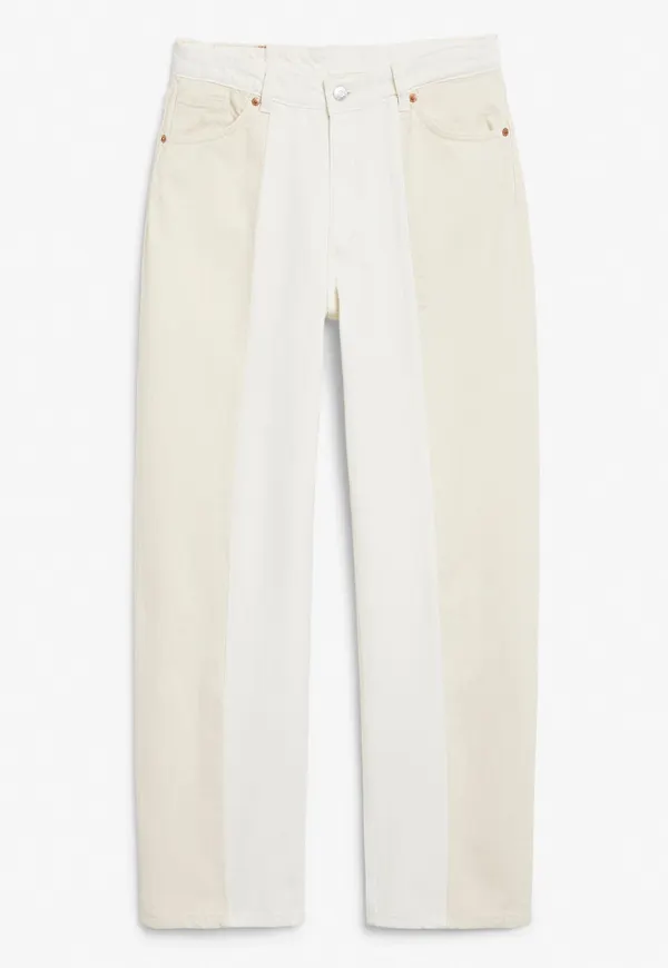 Taiki straight leg two-tone jeans - White
