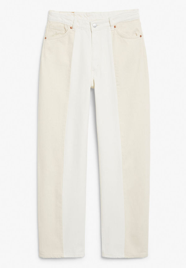 Taiki straight leg two-tone jeans - White
