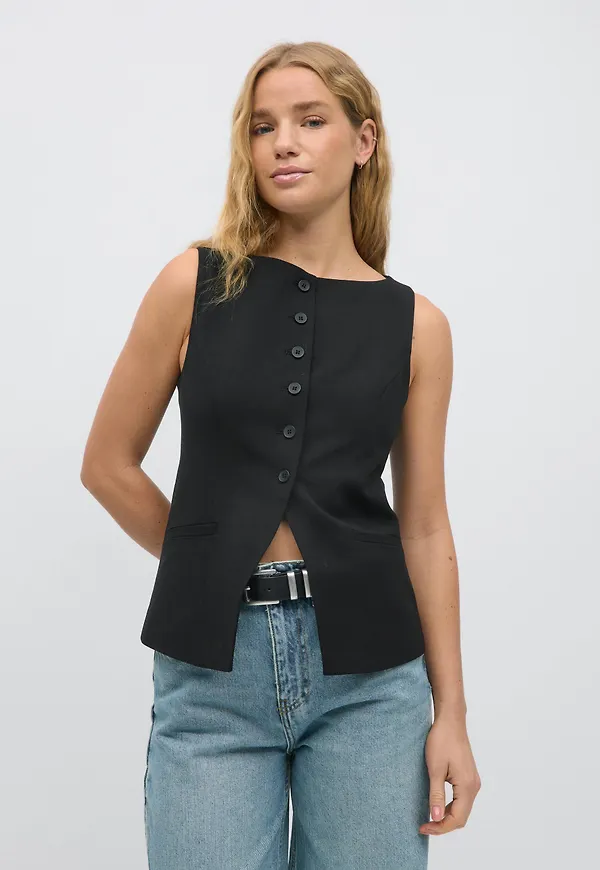 Gina Tricot - Tailored boatneck vest - Västar - Svart - XXS - Dam