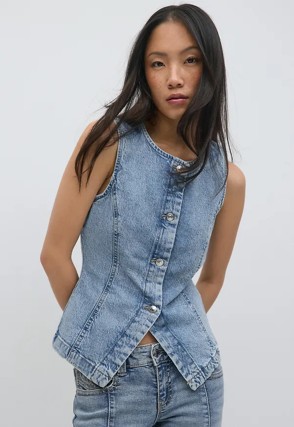 Gina Tricot - Tailored denim vest - Västar - Blå - XS - Dam