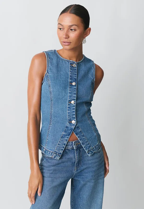 Tailored denim vest