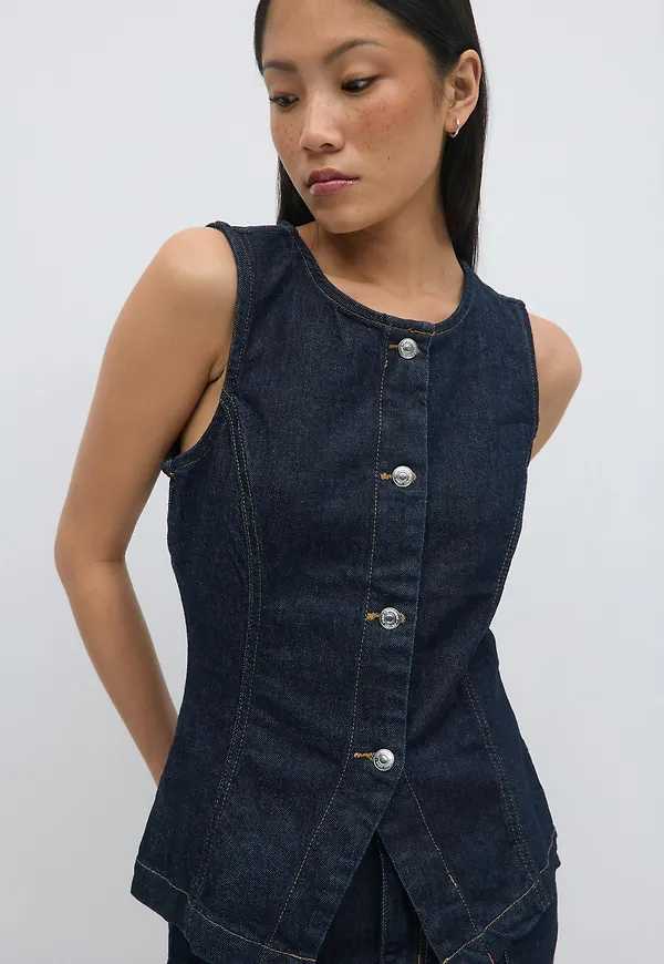 Gina Tricot - Tailored denim vest - Västar - Blå - XS - Dam