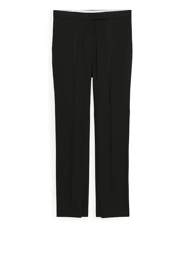 Tailored Slim-Fit Wool Trousers - Black