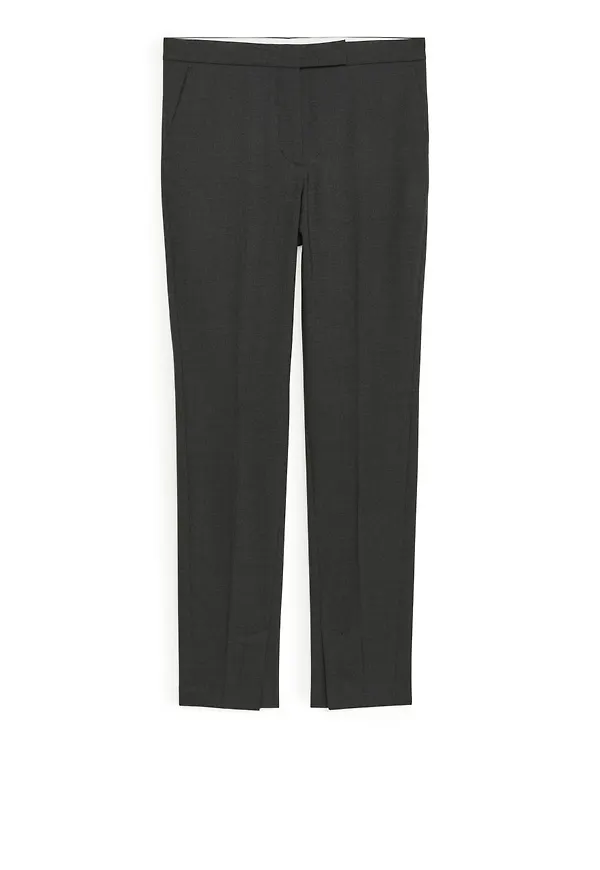 Tailored Slim-Fit Wool Trousers - Grey