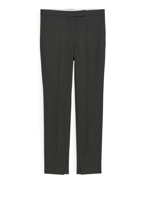 Tailored Slim-Fit Wool Trousers - Grey