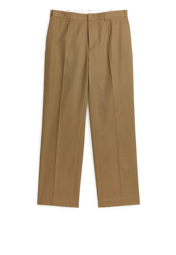 Tailored Wide-Fit Trousers - Beige