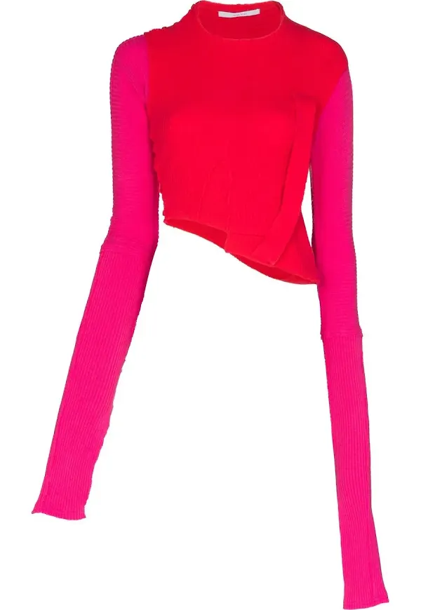 Talia Byre asymmetrisk ribbstickad tröja - Rosa