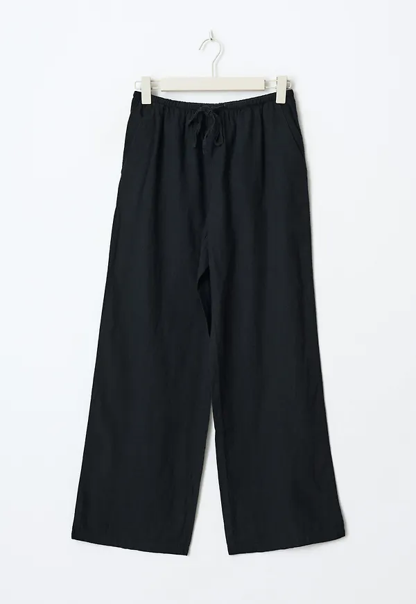 Gina Tricot - tall linen blend trousers - Linnebyxor - Svart - XS - Dam