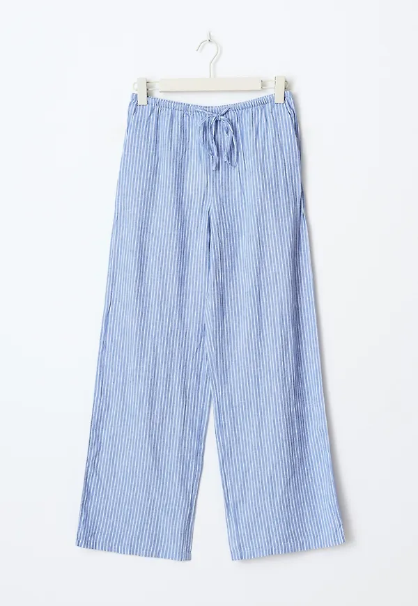 Gina Tricot - tall linen blend trousers - Linnebyxor - Blå - XS - Dam