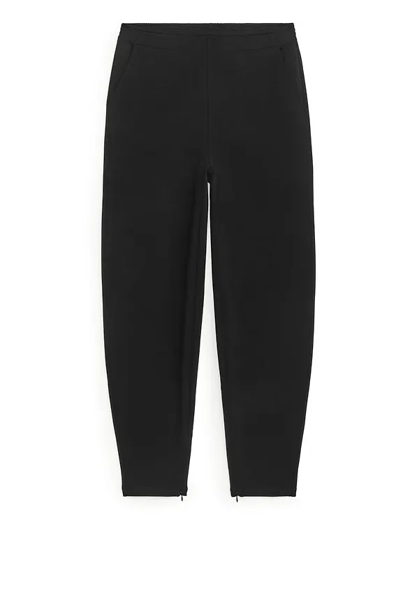 Tapered Jersey Trousers - Black