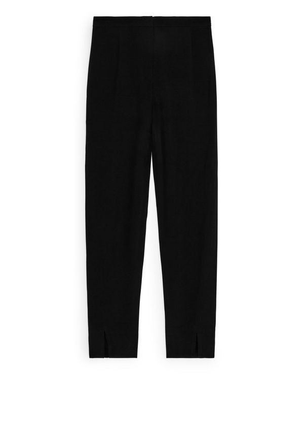 Tapered Slit-Detail Trousers - Black