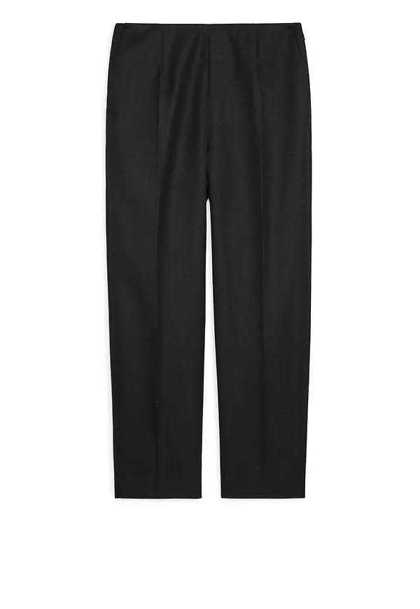 Tapered Wool Trousers - Black