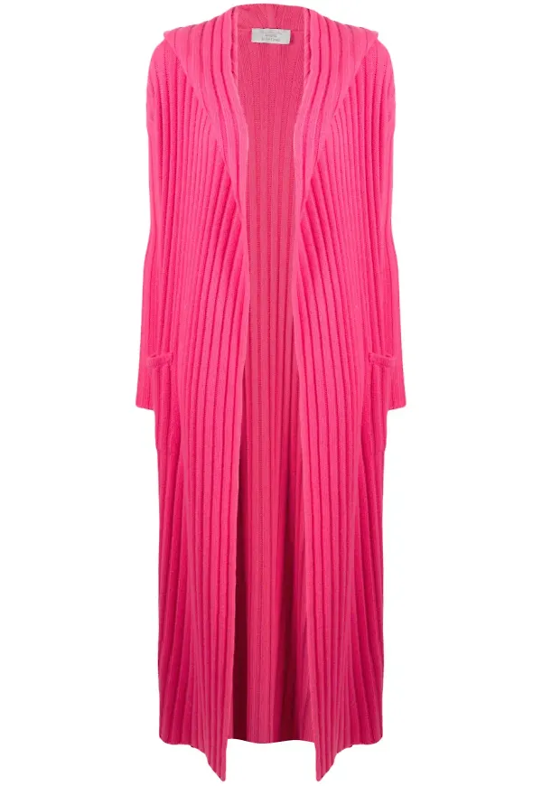 Teddy Cashmere Amalfi ribbstickad kashmirkofta - Rosa