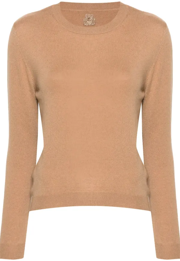 Teddy Cashmere tröja med rundad hals - Brun