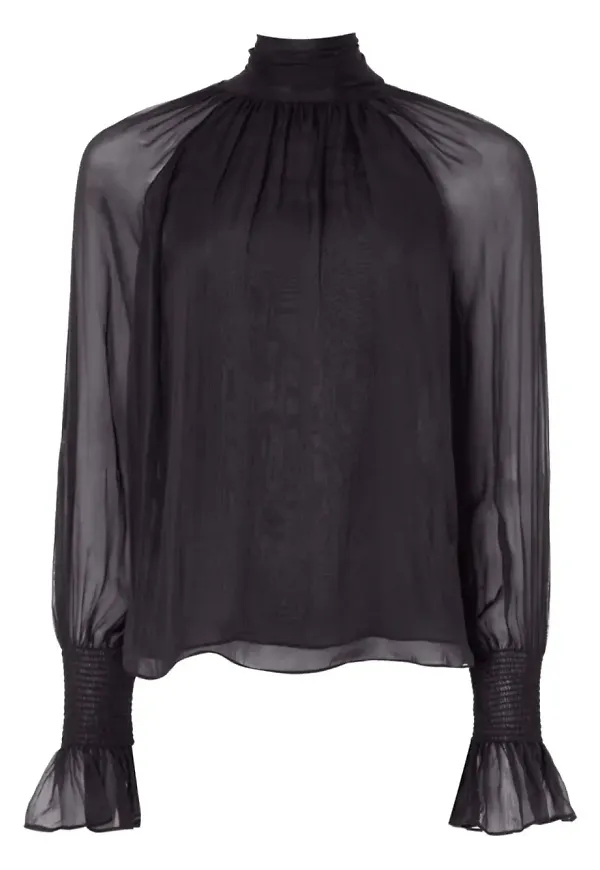 Temperley London Quintette blus med volangärm - Svart