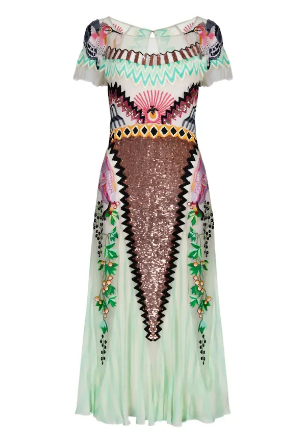 Temperley London Talia paljettprydd midiklänning - Grön