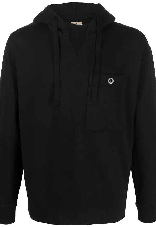 Ten C hoodie med utanpåliggande ficka - Svart
