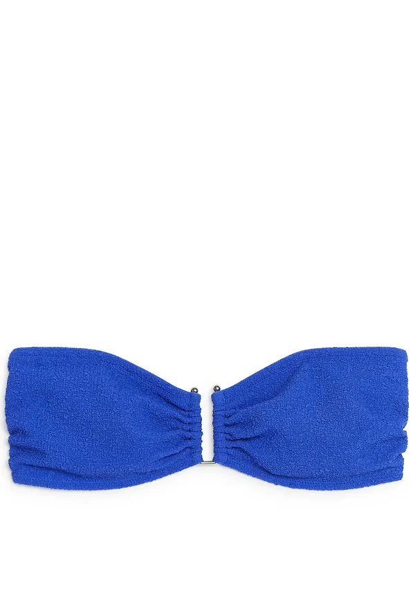 Textured Bandeau Bikini Top - Blue