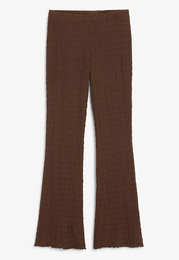 Textured flared trousers - Beige