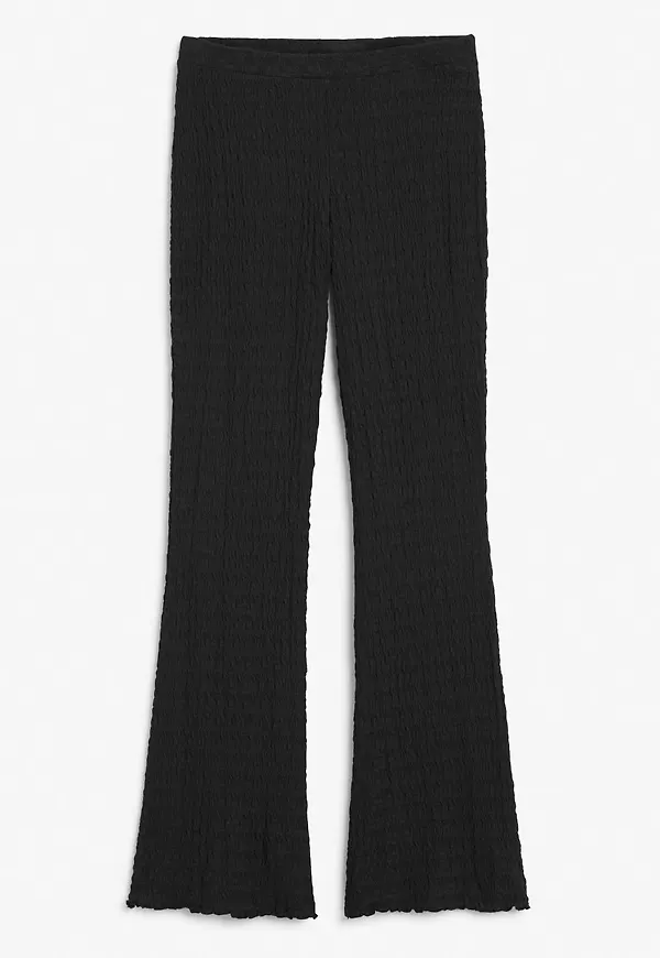 Textured flared trousers - Black