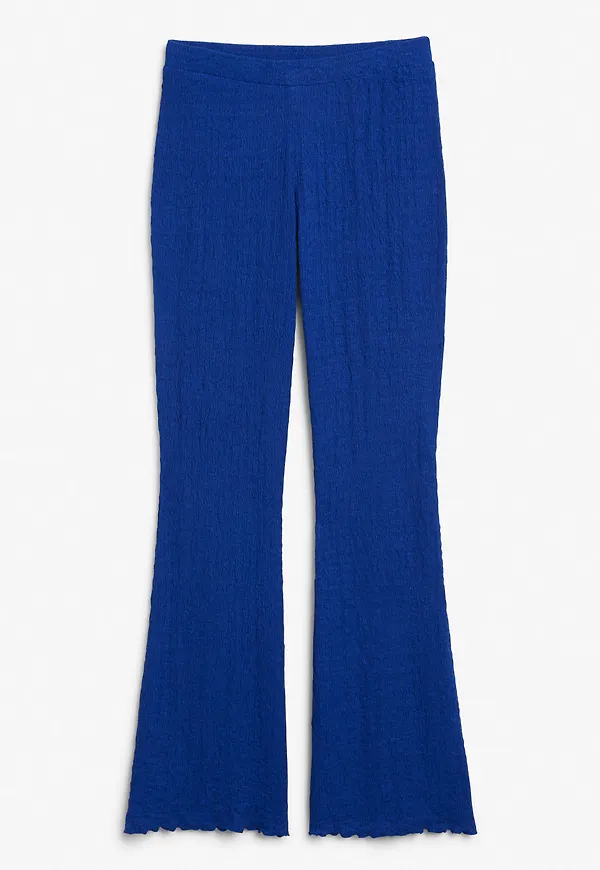 Textured flared trousers - Blue