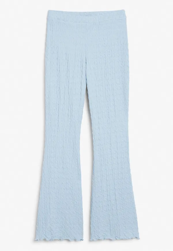 Textured flared trousers - Blue