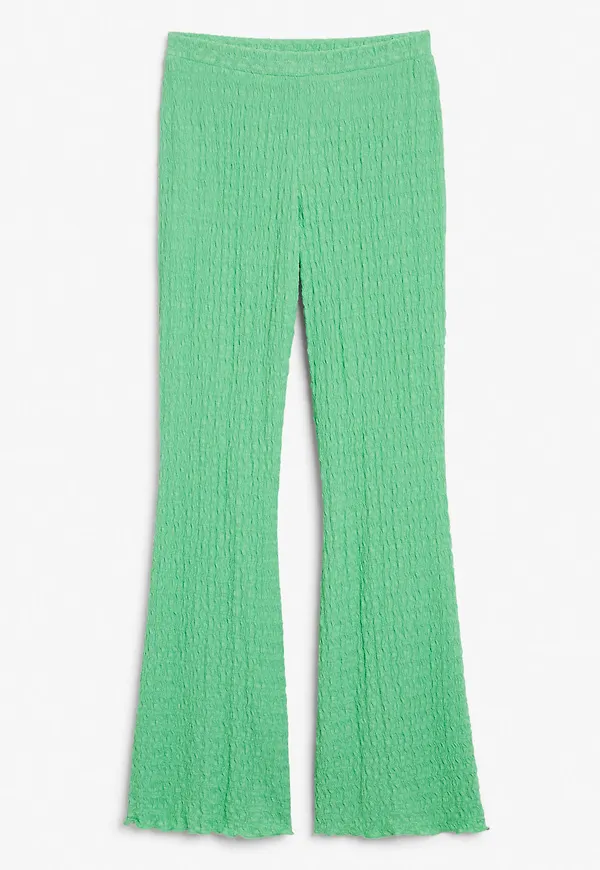 Textured flared trousers - Green