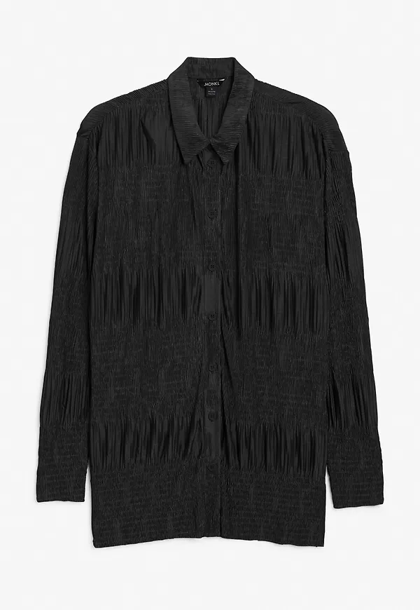 Textured pleated shirt - Black