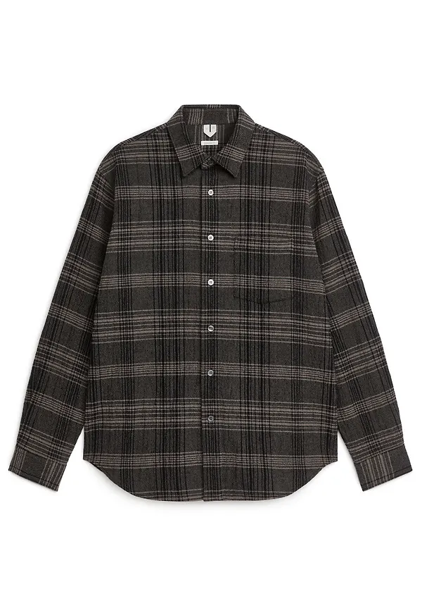 Textured Wool and Cotton Shirt - Beige
