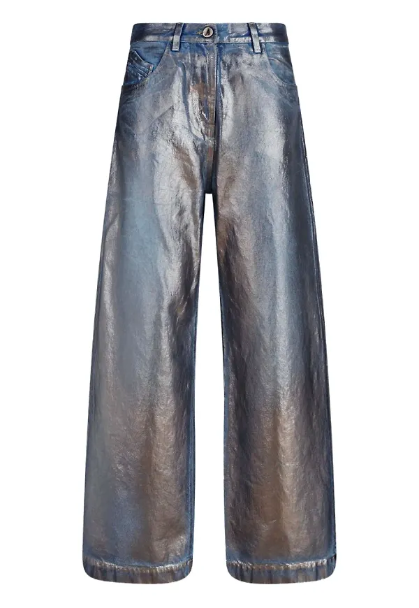 The Attico jeans med bälteshällor - Silverfärgad