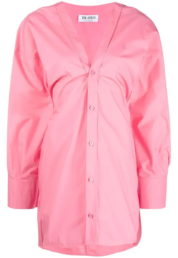 The Attico Lala v-ringad miniklänning - Rosa