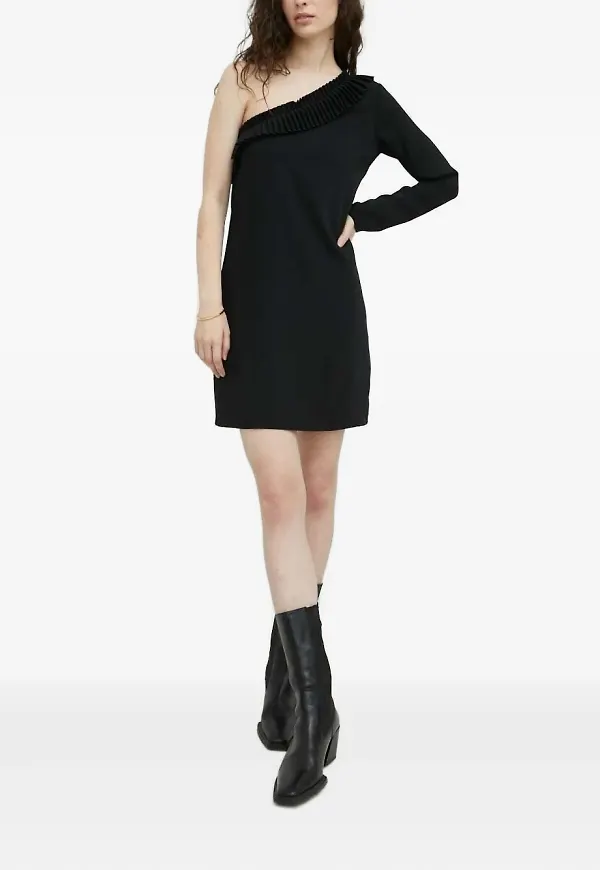 The Kooples plisserad enaxlad miniklänning - Svart