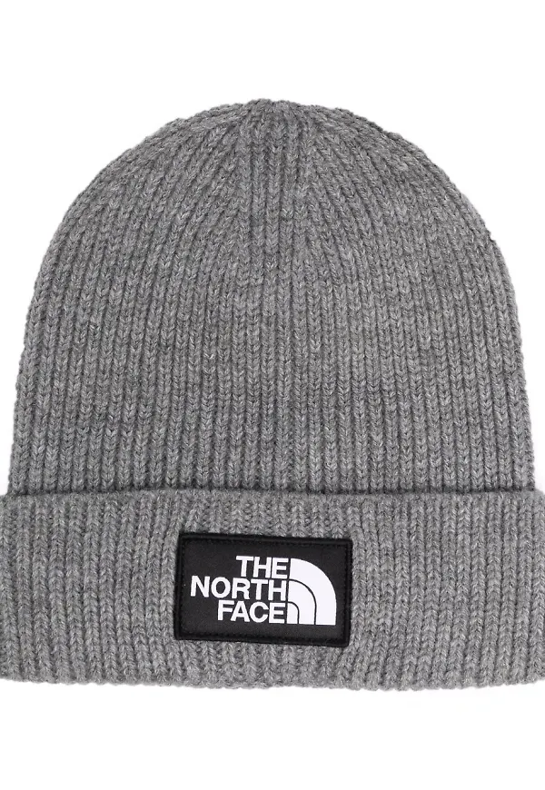 The North Face ribbad mössa med logotyp - Grå