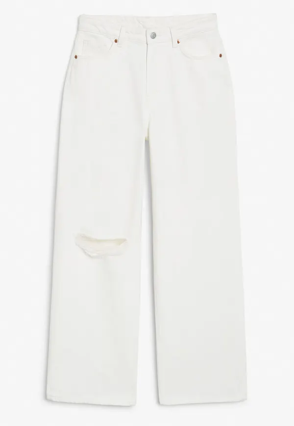 Thea high waist distressed jeans - White