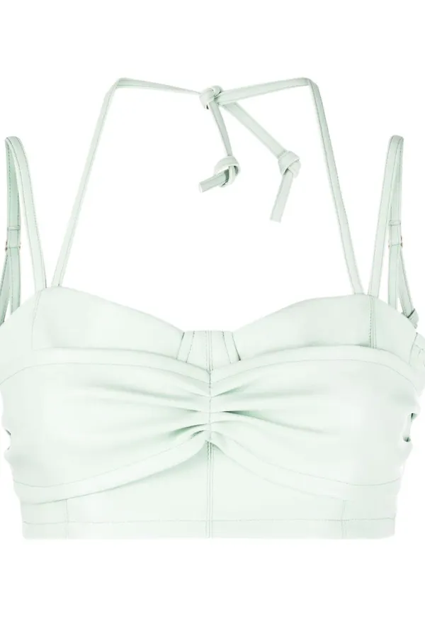 Themoirè bralette-topp i konstläder - Grön